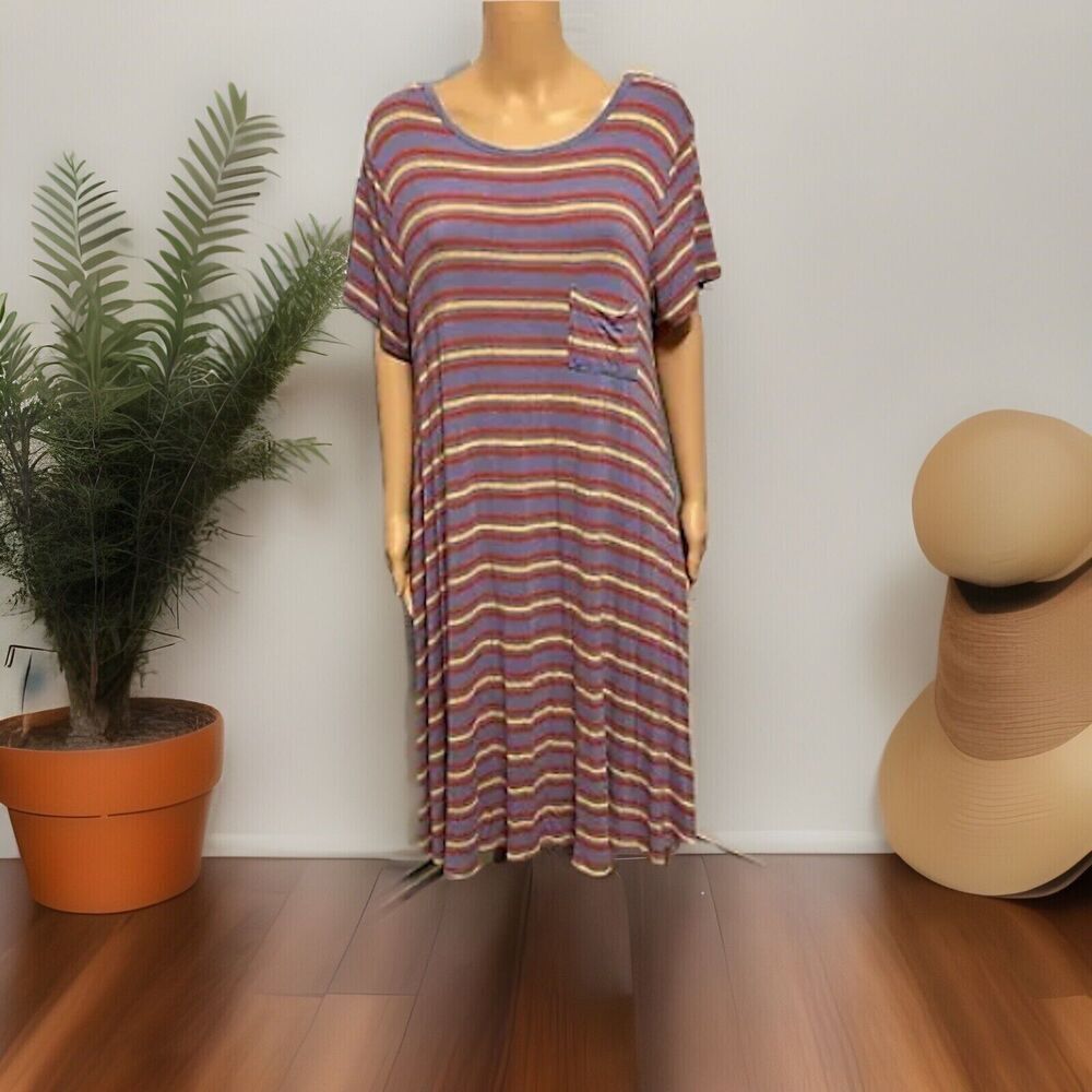 Lularoe Women’s Shirt Dress Stripes Short Sleeve Size XL Stretch Comfortable